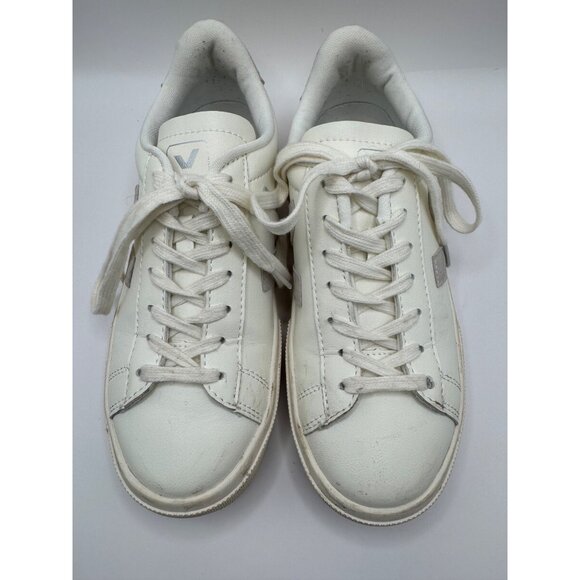 Veja‎ Shoes Women 6 White Gray Leather Lace Up Campo Sneakers Fashion Outdoor - Picture 3 of 11